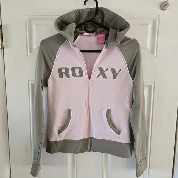 Vintage Early 2000s Roxy Pink Full Zip Up Hoodie Women’s Medium P2P 17" Y2K - Picture 1 of 5